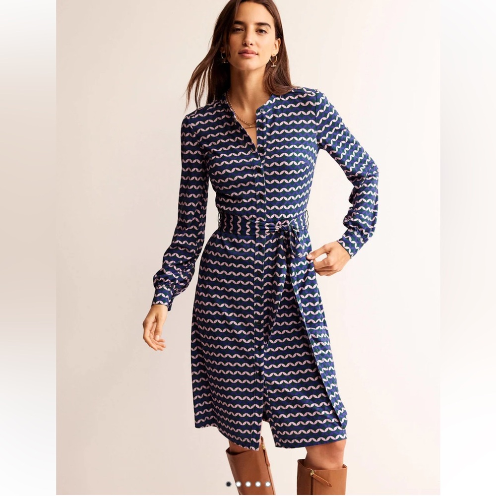 Boden Green and Pink Long Sleeve shirt Dress